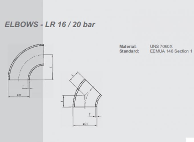 kim loại Cu-ni khuỷu tay LR BW 20 thép OD đồng niken hàn EQUAL 1