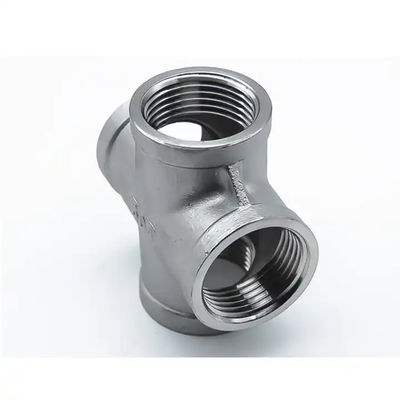 ASME B16.11 Stainless Steel 4-Way Socket Weld Cross Pipe Fitting 3/4" Branch Connection