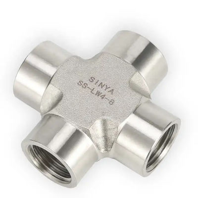 Stainless Steel Female Thread Cross Connection Pipe Fitting for Fuel Oil Water Gas Line